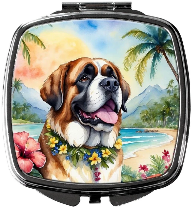 Main image of Saint Bernard Luau Compact Mirror Decorative Travel Makeup Mirror for Women Girls Gifts Pocket Makeup Mirror Folding Handheld
