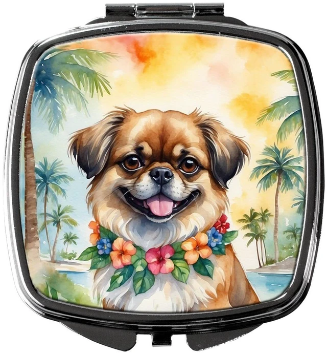 Main image of Tibetan Spaniel Luau Compact Mirror Decorative Travel Makeup Mirror for Women Girls Gifts Pocket Makeup Mirror Folding Handheld