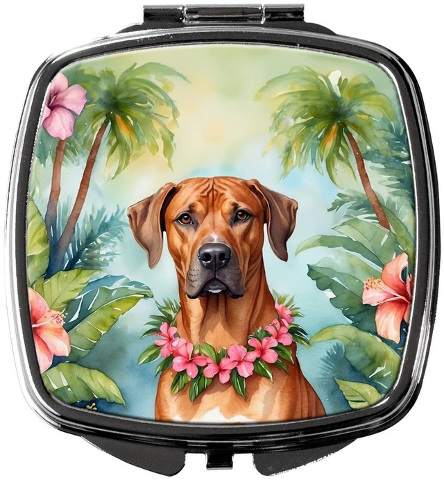 Main image of Rhodesian Ridgeback Luau Compact Mirror Decorative Travel Makeup Mirror for Women Girls Gifts Pocket Makeup Mirror Folding Handheld