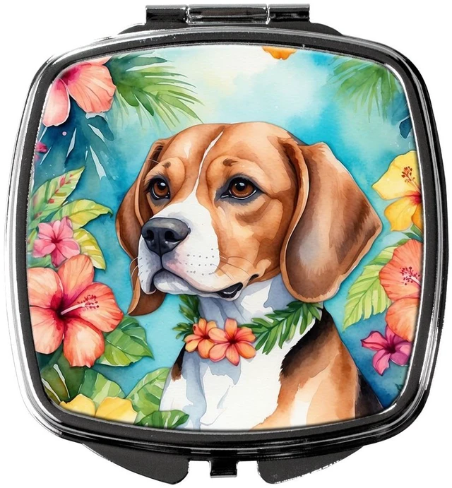 Main image of Beagle Luau Compact Mirror Decorative Travel Makeup Mirror for Women Girls Gifts Pocket Makeup Mirror Folding Handheld