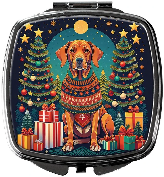 Main image of Vizsla Christmas Compact Mirror Decorative Travel Makeup Mirror for Women Girls Gifts Pocket Makeup Mirror Folding Handheld