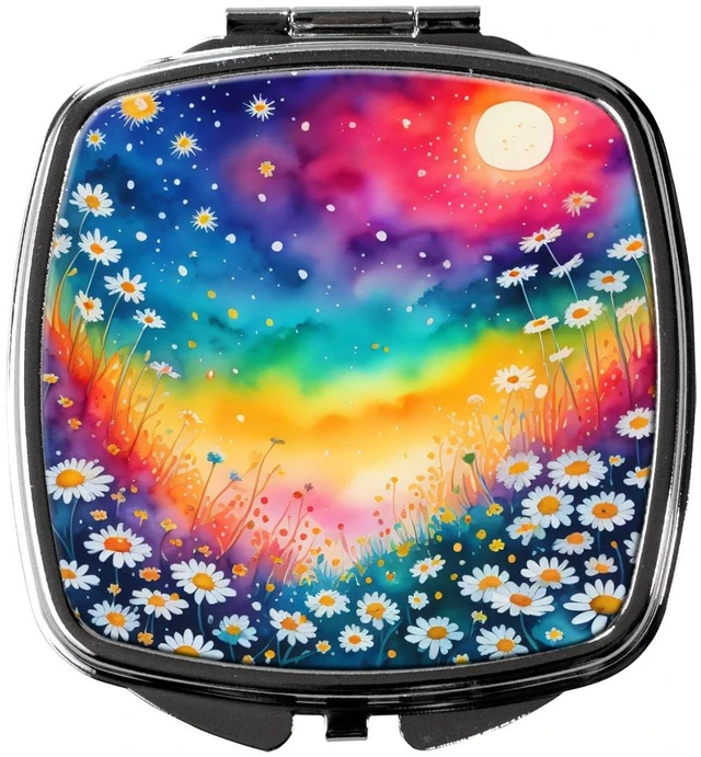 Main image of Colorful Daisies Compact Mirror Decorative Travel Makeup Mirror for Women Girls Gifts Pocket Makeup Mirror Folding Handheld