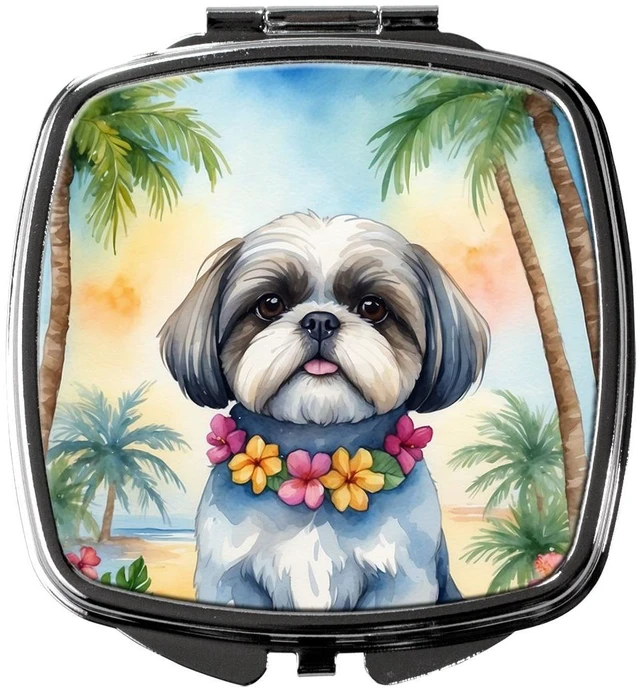 Main image of Shih Tzu Luau Compact Mirror Decorative Travel Makeup Mirror for Women Girls Gifts Pocket Makeup Mirror Folding Handheld