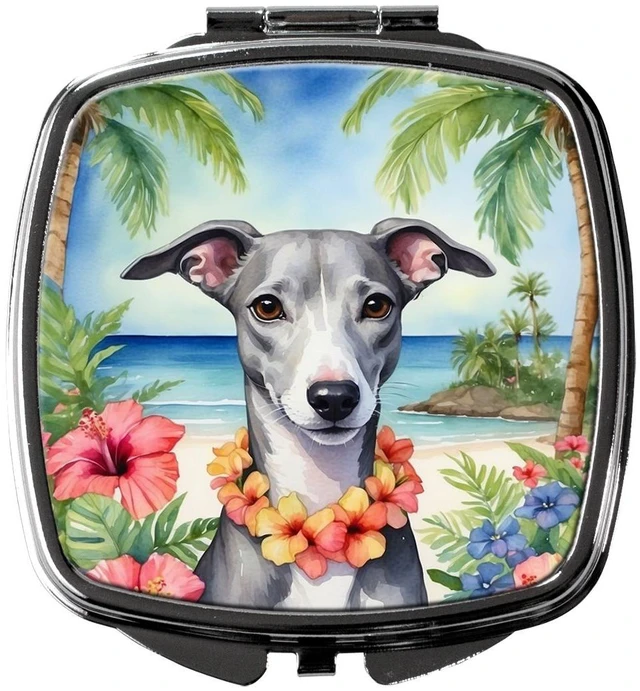Main image of Whippet Luau Compact Mirror Decorative Travel Makeup Mirror for Women Girls Gifts Pocket Makeup Mirror Folding Handheld