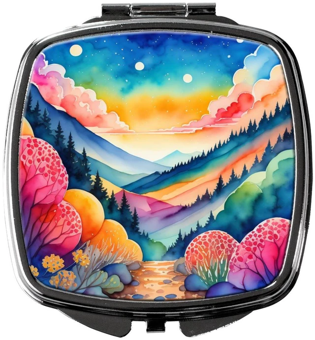 Main image of Colorful Brunia Compact Mirror Decorative Travel Makeup Mirror for Women Girls Gifts Pocket Makeup Mirror Folding Handheld