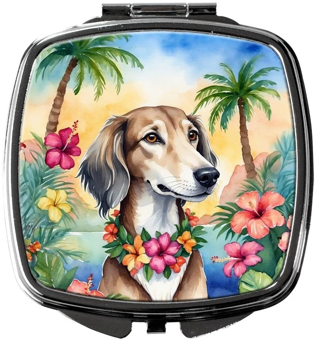 Main image of Saluki Luau Compact Mirror Decorative Travel Makeup Mirror for Women Girls Gifts Pocket Makeup Mirror Folding Handheld
