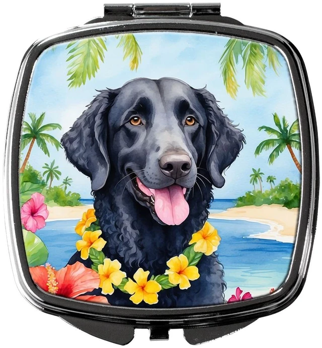 Main image of Curly-Coated Retriever Luau Compact Mirror Decorative Travel Makeup Mirror for Women Girls Gifts Pocket Makeup Mirror Folding Handheld
