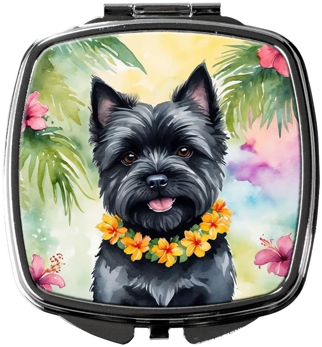 Main image of Cairn Terrier Luau Compact Mirror Decorative Travel Makeup Mirror for Women Girls Gifts Pocket Makeup Mirror Folding Handheld