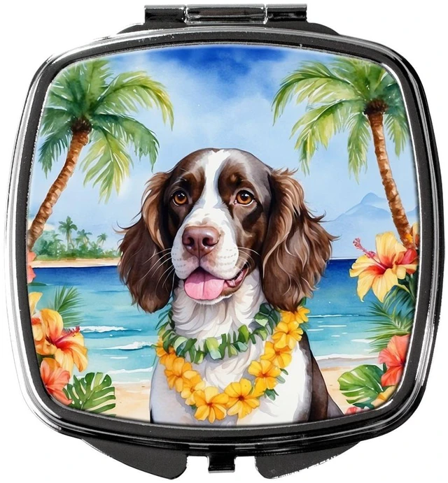 Main image of English Springer Spaniel Luau Compact Mirror Decorative Travel Makeup Mirror for Women Girls Gifts Pocket Makeup Mirror Folding Handheld
