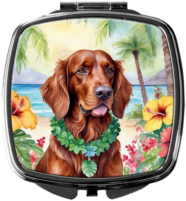 Main image of Irish Setter Luau Compact Mirror Decorative Travel Makeup Mirror for Women Girls Gifts Pocket Makeup Mirror Folding Handheld