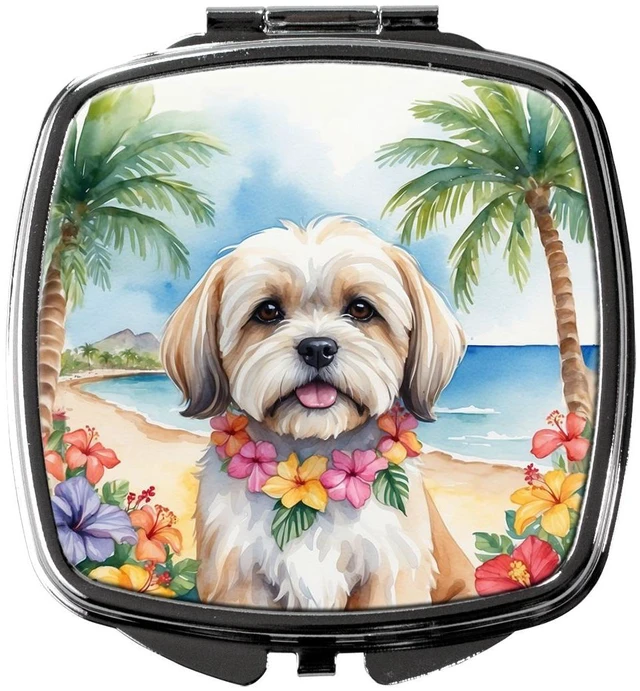 Main image of Lhasa Apso Luau Compact Mirror Decorative Travel Makeup Mirror for Women Girls Gifts Pocket Makeup Mirror Folding Handheld