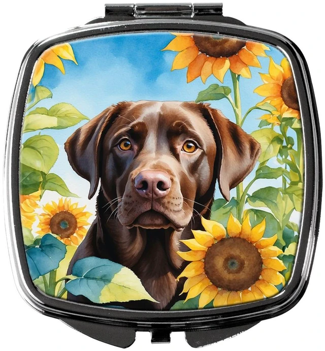 Main image of Labrador Retriever in Sunflowers Compact Mirror Decorative Travel Makeup Mirror for Women Girls Gifts Pocket Makeup Mirror Folding Handheld