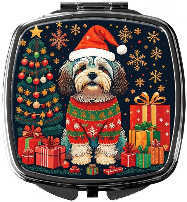 Main image of Havanese Christmas Compact Mirror Decorative Travel Makeup Mirror for Women Girls Gifts Pocket Makeup Mirror Folding Handheld