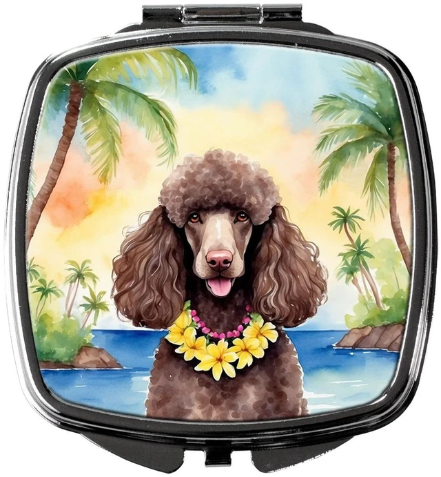Main image of Chocolate Poodle Luau Compact Mirror Decorative Travel Makeup Mirror for Women Girls Gifts Pocket Makeup Mirror Folding Handheld