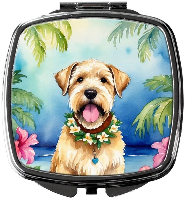 Main image of Wheaten Terrier Luau Compact Mirror Decorative Travel Makeup Mirror for Women Girls Gifts Pocket Makeup Mirror Folding Handheld