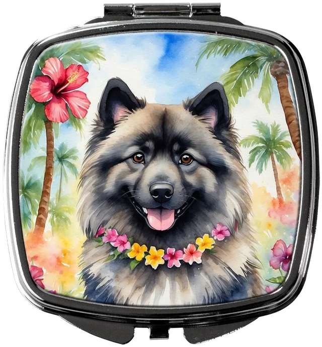 Main image of Keeshond Luau Compact Mirror Decorative Travel Makeup Mirror for Women Girls Gifts Pocket Makeup Mirror Folding Handheld