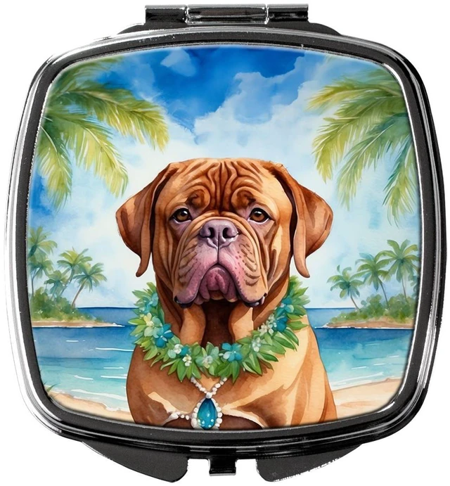 Main image of Dogue de Bordeaux Luau Compact Mirror Decorative Travel Makeup Mirror for Women Girls Gifts Pocket Makeup Mirror Folding Handheld