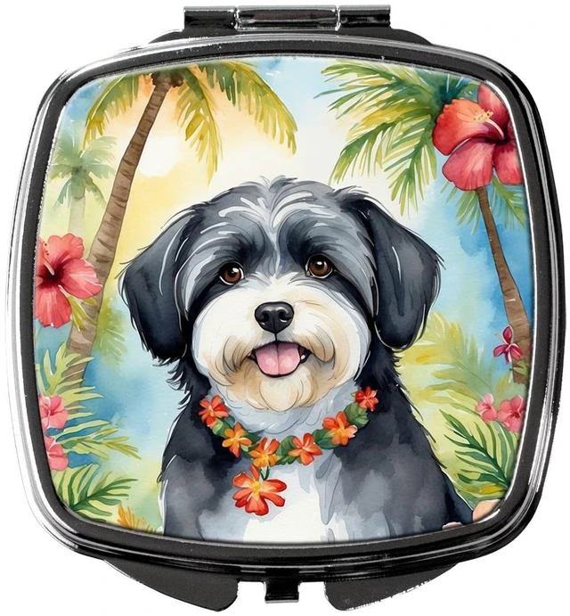 Main image of Havanese Luau Compact Mirror Decorative Travel Makeup Mirror for Women Girls Gifts Pocket Makeup Mirror Folding Handheld