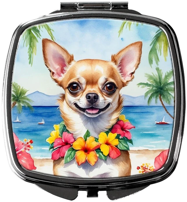 Main image of Chihuahua Luau Compact Mirror Decorative Travel Makeup Mirror for Women Girls Gifts Pocket Makeup Mirror Folding Handheld