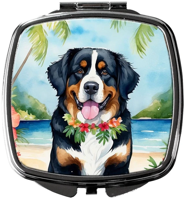 Main image of Bernese Mountain Dog Luau Compact Mirror Decorative Travel Makeup Mirror for Women Girls Gifts Pocket Makeup Mirror Folding Handheld