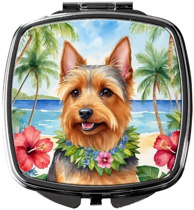 Main image of Australian Terrier Luau Compact Mirror Decorative Travel Makeup Mirror for Women Girls Gifts Pocket Makeup Mirror Folding Handheld