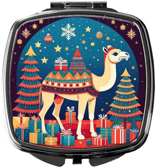 Main image of Camel Christmas Compact Mirror Decorative Travel Makeup Mirror for Women Girls Gifts Pocket Makeup Mirror Folding Handheld