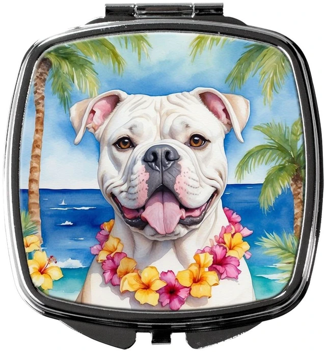 Main image of American Bulldog Luau Compact Mirror Decorative Travel Makeup Mirror for Women Girls Gifts Pocket Makeup Mirror Folding Handheld