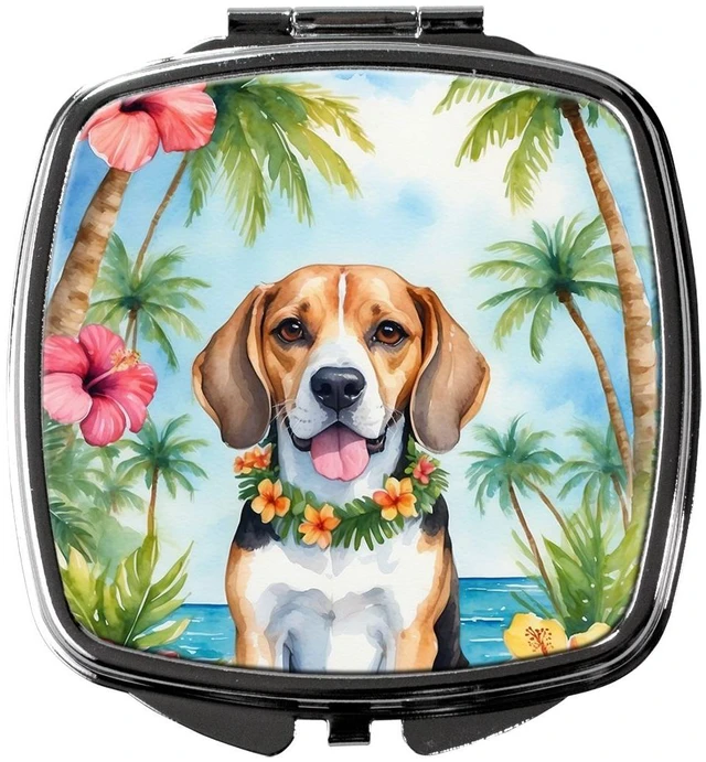 Main image of Beagle Luau Compact Mirror Decorative Travel Makeup Mirror for Women Girls Gifts Pocket Makeup Mirror Folding Handheld