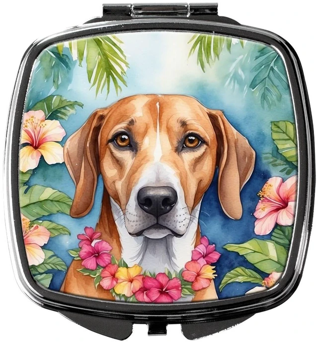 Main image of American Foxhound Luau Compact Mirror Decorative Travel Makeup Mirror for Women Girls Gifts Pocket Makeup Mirror Folding Handheld