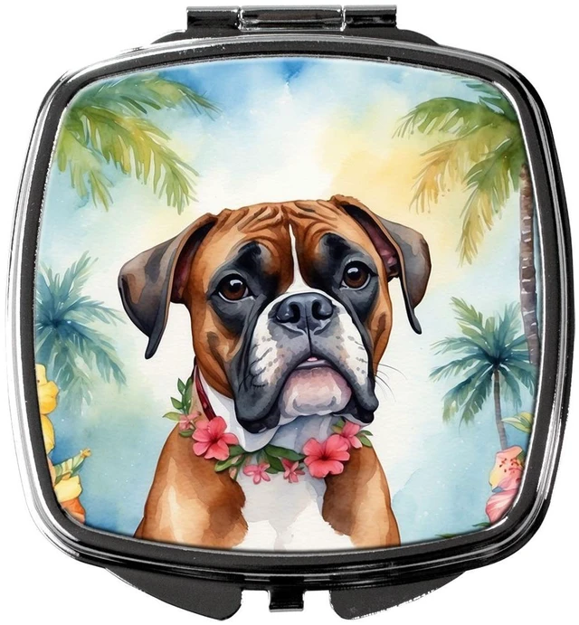 Main image of Boxer Luau Compact Mirror Decorative Travel Makeup Mirror for Women Girls Gifts Pocket Makeup Mirror Folding Handheld