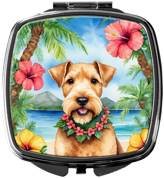 Main image of Lakeland Terrier Luau Compact Mirror Decorative Travel Makeup Mirror for Women Girls Gifts Pocket Makeup Mirror Folding Handheld