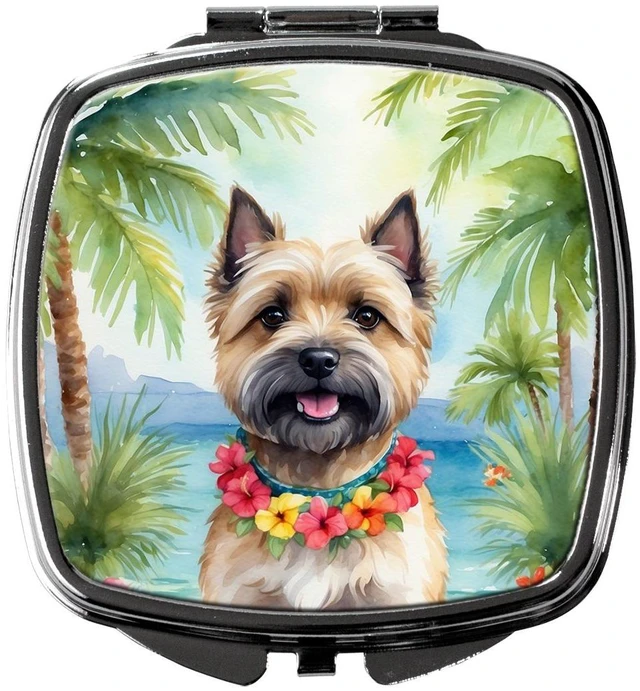 Main image of Cairn Terrier Luau Compact Mirror Decorative Travel Makeup Mirror for Women Girls Gifts Pocket Makeup Mirror Folding Handheld