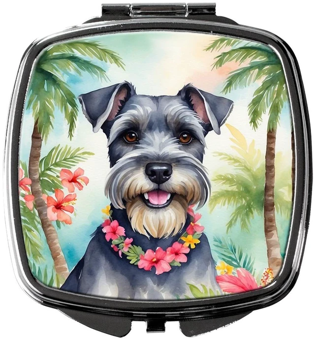 Main image of Schnauzer Luau Compact Mirror Decorative Travel Makeup Mirror for Women Girls Gifts Pocket Makeup Mirror Folding Handheld