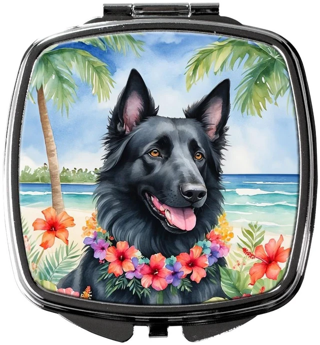 Main image of Belgian Sheepdog Luau Compact Mirror Decorative Travel Makeup Mirror for Women Girls Gifts Pocket Makeup Mirror Folding Handheld