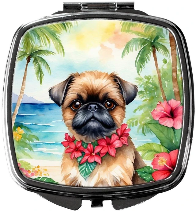 Main image of Brussels Griffon Luau Compact Mirror Decorative Travel Makeup Mirror for Women Girls Gifts Pocket Makeup Mirror Folding Handheld