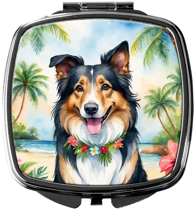 Main image of Collie Luau Compact Mirror Decorative Travel Makeup Mirror for Women Girls Gifts Pocket Makeup Mirror Folding Handheld
