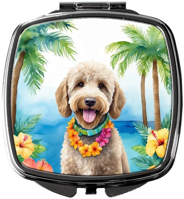 Main image of Labradoodle Luau Compact Mirror Decorative Travel Makeup Mirror for Women Girls Gifts Pocket Makeup Mirror Folding Handheld
