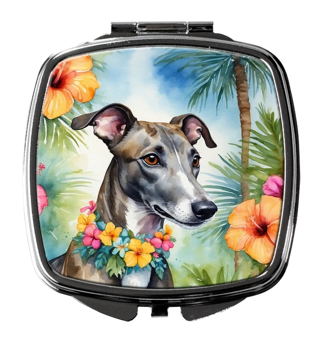 Main image of Greyhound Luau Compact Mirror Decorative Travel Makeup Mirror for Women Girls Gifts Pocket Makeup Mirror Folding Handheld