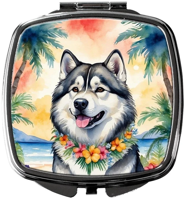 Main image of Alaskan Malamute Luau Compact Mirror Decorative Travel Makeup Mirror for Women Girls Gifts Pocket Makeup Mirror Folding Handheld