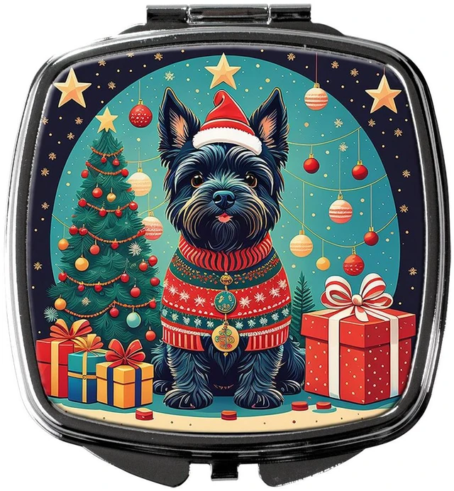 Main image of Scottish Terrier Christmas Compact Mirror Decorative Travel Makeup Mirror for Women Girls Gifts Pocket Makeup Mirror Folding Handheld