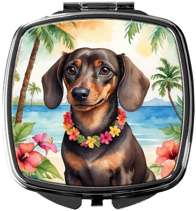 Main image of Dachshund Luau Compact Mirror Decorative Travel Makeup Mirror for Women Girls Gifts Pocket Makeup Mirror Folding Handheld