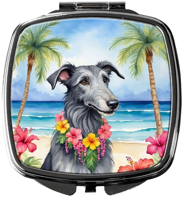 Main image of Scottish Deerhound Luau Compact Mirror Decorative Travel Makeup Mirror for Women Girls Gifts Pocket Makeup Mirror Folding Handheld