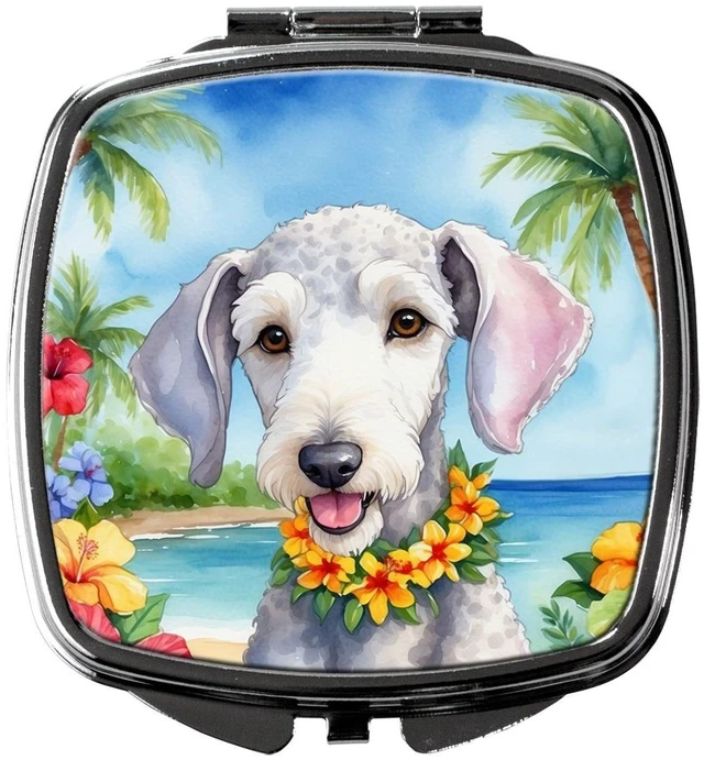 Main image of Bedlington Terrier Luau Compact Mirror Decorative Travel Makeup Mirror for Women Girls Gifts Pocket Makeup Mirror Folding Handheld