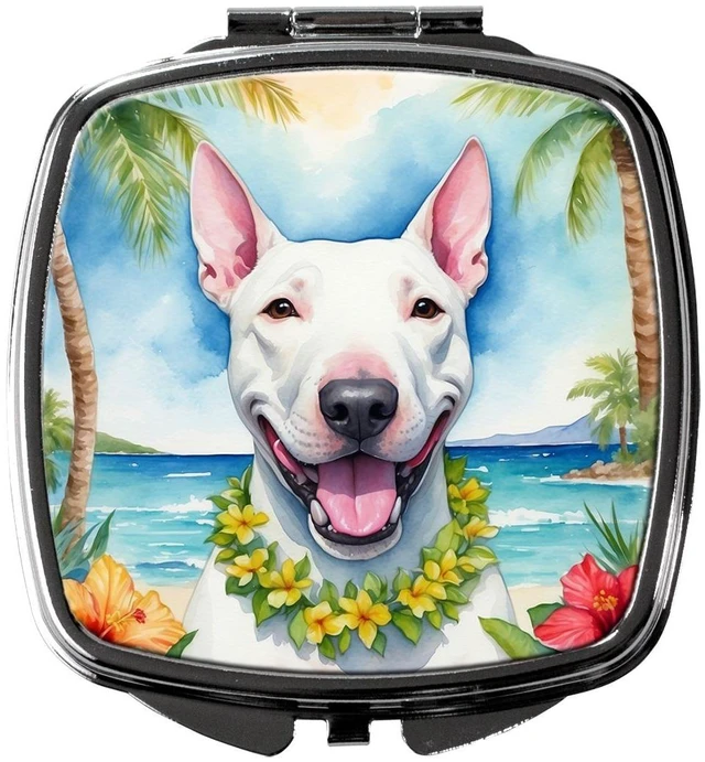 Main image of Bull Terrier Luau Compact Mirror Decorative Travel Makeup Mirror for Women Girls Gifts Pocket Makeup Mirror Folding Handheld