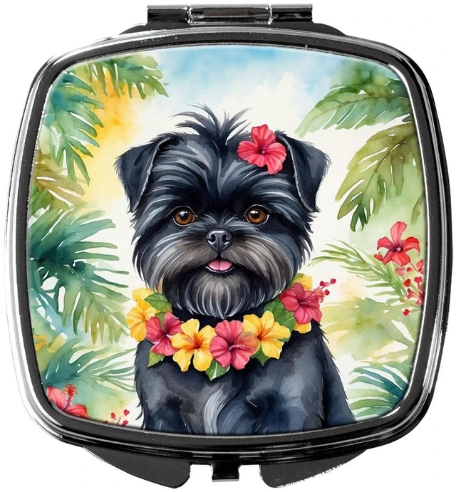 Main image of Affenpinscher Luau Compact Mirror Decorative Travel Makeup Mirror for Women Girls Gifts Pocket Makeup Mirror Folding Handheld