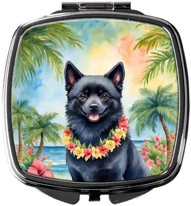 Main image of Schipperke Luau Compact Mirror Decorative Travel Makeup Mirror for Women Girls Gifts Pocket Makeup Mirror Folding Handheld
