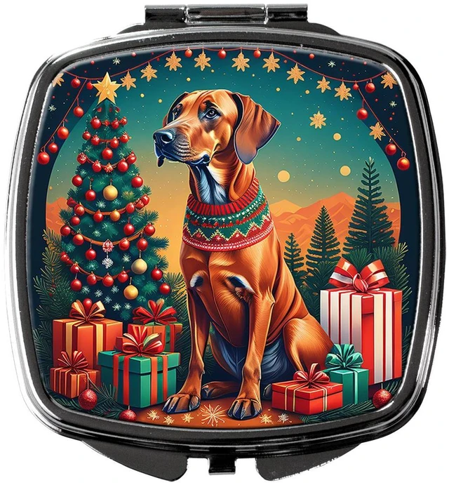 Main image of Rhodesian Ridgeback Christmas Compact Mirror Decorative Travel Makeup Mirror for Women Girls Gifts Pocket Makeup Mirror Folding Handheld