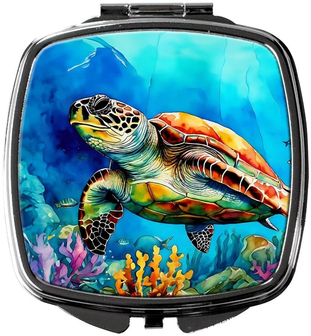 Main image of Loggerhead Sea Turtle Compact Mirror Decorative Travel Makeup Mirror for Women Girls Gifts Pocket Makeup Mirror Folding Handheld