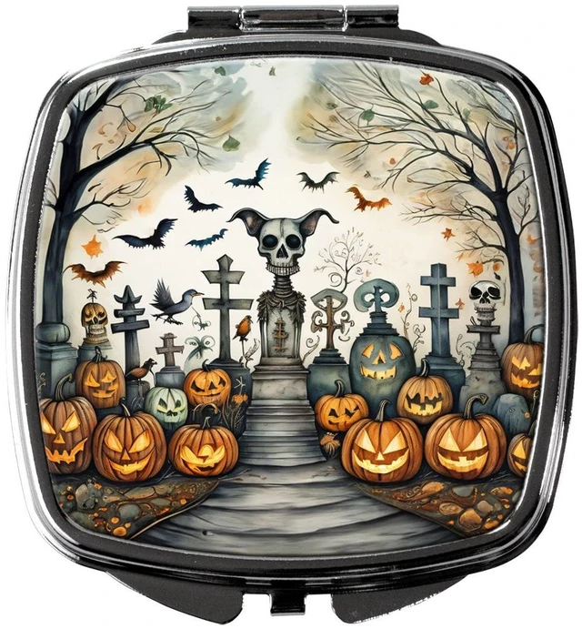 Main image of Pet Cemetery Spooky Halloween Compact Mirror Decorative Travel Makeup Mirror for Women Girls Gifts Pocket Makeup Mirror Folding Handheld