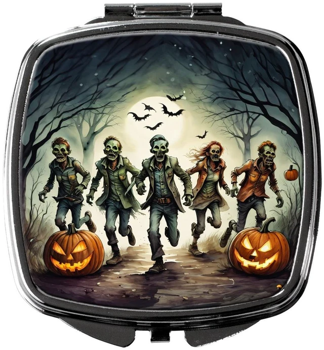 Main image of Zombies Spooky Halloween Compact Mirror Decorative Travel Makeup Mirror for Women Girls Gifts Pocket Makeup Mirror Folding Handheld
